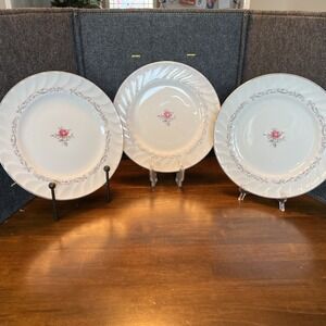 Royal Swirl Fine China of Japan Pink Rose‎ Gray Swirl - 10-1/4" DINNER PLATE